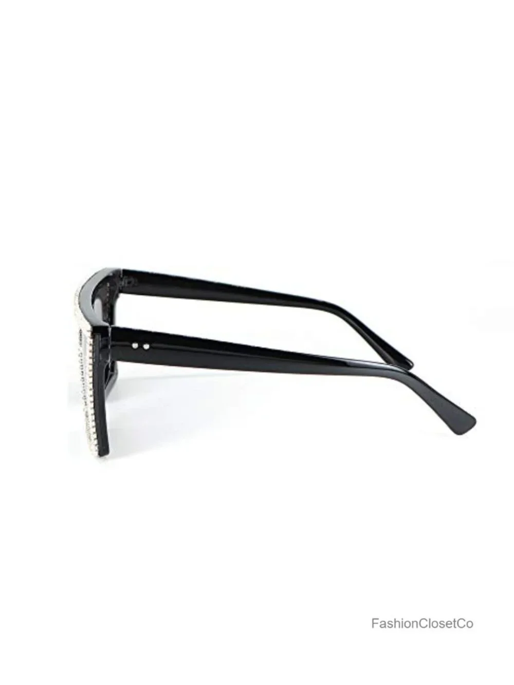Oversized Square Bling Rhinestone Flat Top Sunglasses, UV400 Protection,
